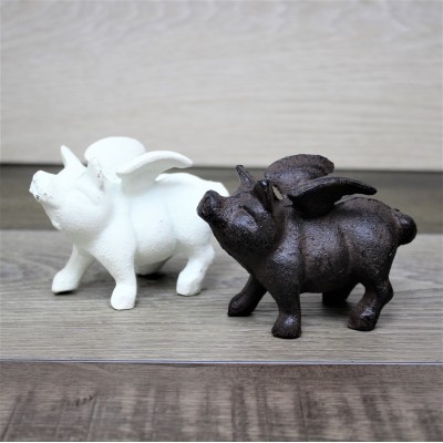 G050- CAST IRON BROWN FLYING PIG